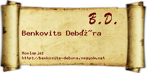 Benkovits Debóra névjegykártya